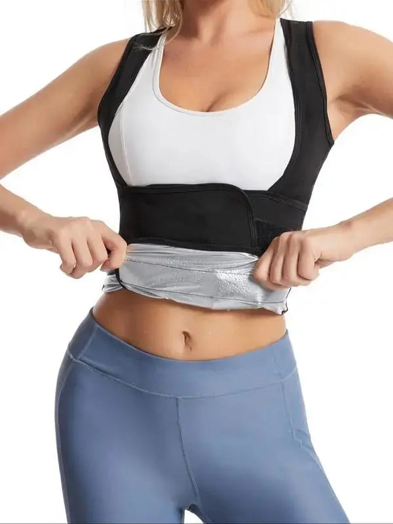 Women'S Plain Velcro Waistband Sports Sauna Te, Sim-Fitting Solid Color Short Sleeve Tummy Control Sweat Body Shaper, Gym Tops, Compression Shirt, Fitness Running Workout Gym Yoga Hiking